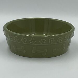 Signature Housewares Inc Small Green Paw and Bone Design Pet Bowl